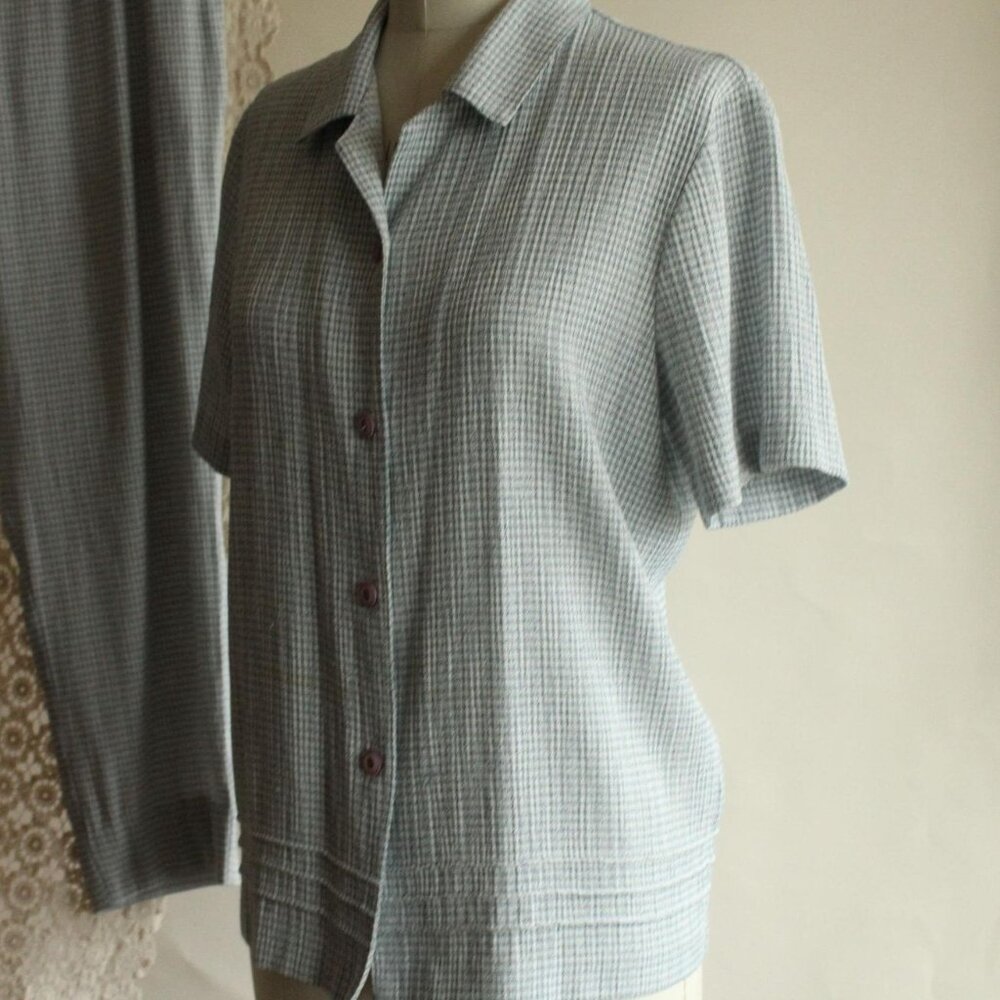Vintage 1990s Pant Suit, Sag Harbor Petites Blue and White Two Piece, - Picture 11 of 16